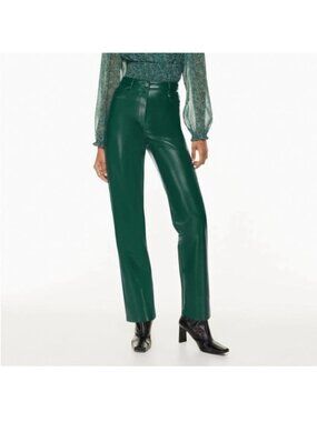 ARITZIA Wilfred The Melina Green Faux Leather Straight Leg Pants Size 6